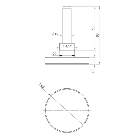 Termometr bimetaliczny AFRISO BiTh fi 63 mm 0…60'C tuleja 63 mm połączenie ax