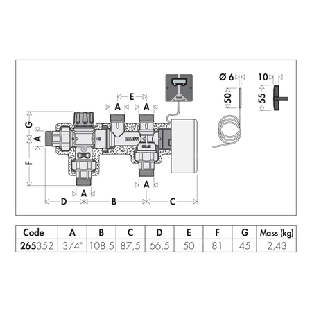 SOLARINCAL - Zestaw połączeniowy kotła na paliwo stałe z kotłem gazowym, z połączeniem termalnym 3/4"