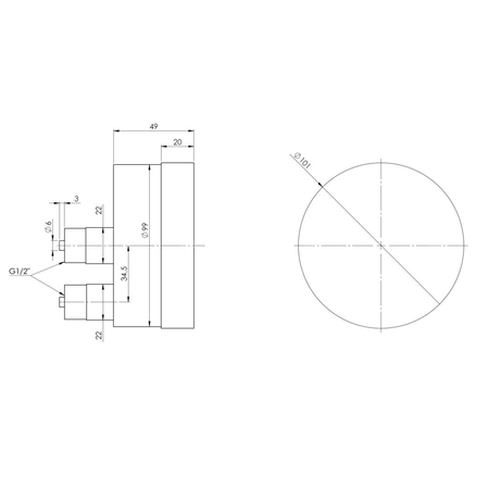 Ciśnieniomierz różnicowy AFRISO KP Dif D411 0/250 mbar mosiądz G1/2B aksjalne fi 100, kl. 1.6%