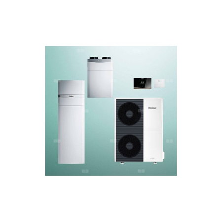 Pakiet Systemowy OZE - Pompa ciepła powietrzna powietrze-woda monoblok VAILLANT VWL 125/6A aroTHERM plus 12.2 kW 400 V + Centrala grzewcza uniTOWER VIH QW 190/6E + Moduł komunikacji internetowej VR 940f + Rekuperator recoVAIR VAR 360/4 + Regulator sensoCO
