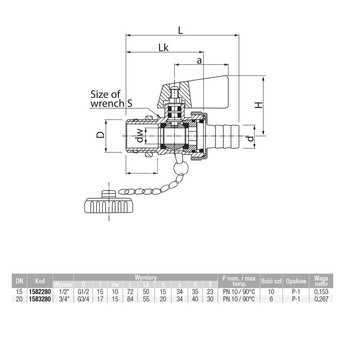 Zawór kulowy VALVEX Omni mosiądz niklowany, PN10 1/2'' GZ x złączka do węża, uchwyt: dźwignia