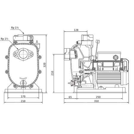 Pompa samozasysająca pozioma WILO Drain LP PP, fi zew. wylot 40 mm, częstotliwość 50 Hz, pobór mocy silnika 0.55 kW (1~230, 50 Hz)