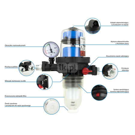 Filtr oleju zintegrowany z odpowietrznikiem FloCo-Top 2CM Si, 2x G3/8", GW G3/8", wkład z tworzywa