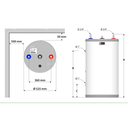 Zasobnik c.w.u. ACV COMFORT 130 pojemność 130 l, stal nierdzewna