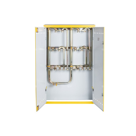 Punkt redukcyjno-pomiarowy na 5-6 gazomierzy G4/G6, w pionie, w skrzynce metalowej - brązowy