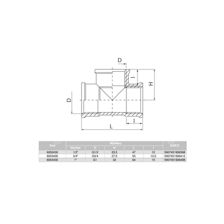 Trójnik VALVEX Twist mosiądz 1/2'' GW, kolor niklowany