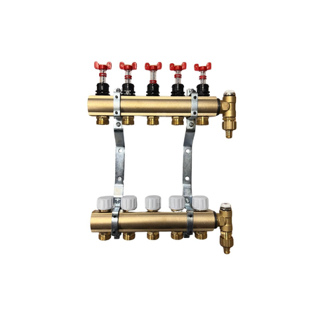 Rozdzielacz mosiężny do OP z przepływ. - QIK ECO - 8 sekcji
