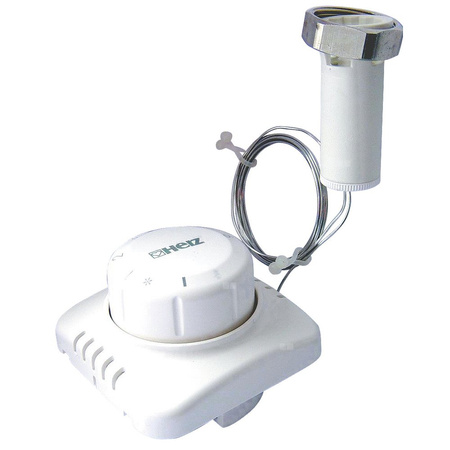 Głowica termostatyczna HERZ Design, zakres reg. 2-28'C, przyłącze M 28 x 1,5, kolor biały, z czujnikiem zdalnym