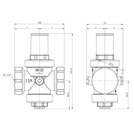 Standardowy reduktor ciśnienia wody BPR 404, GW G1 1/4'', 1 ÷ 5,5 bar
