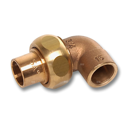 Śrubunek 45' SANHA 4096 trzyczęściowy, brąz, 54 mm (lut wewnętrzny x lut wewnętrzny)