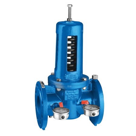 Regulator ciśnienia. Wykonany z żeliwa. Przyłącza kołnierzowe DN 80 PN16
