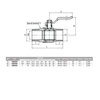 Zawór kulowy VALVEX Onyx mosiądz niklowany, PN40 1'' GZ, uchwyt: dźwignia