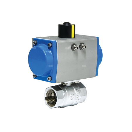 Zawór odcinający kulowy mosiężny, typ PKO gwintowany z napędem pneumatycznym dwustronnego działania, Pnom=2,5MPa, Tmax=180C 1"