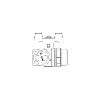 Zawór kulowy, czerwona rączka, z termometrem, 3/4GW x 1GZ, płaskouszczelniany