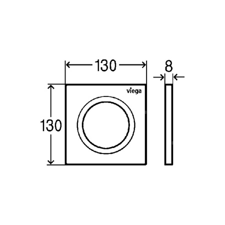 Przycisk spłukujący do stelaża pojedynczy przycisk (Mechaniczny) VIEGA 86102 tworzywo sztuczne, kolor biały, 130 mm x 8 mm x 130 mm