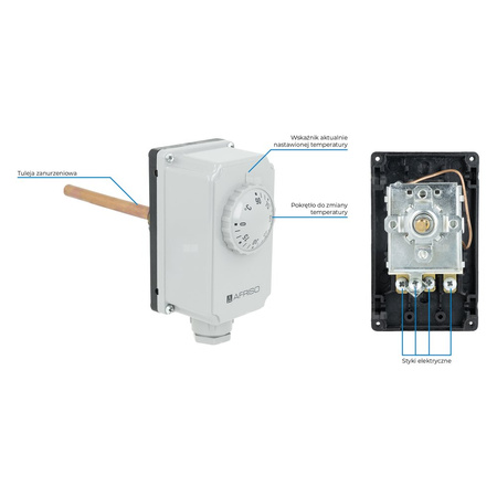 Termostat AFRISO TC2 zanurzeniowy 0-90'C, przyłącze GZ 1/2'', długość wkładki 100 mm