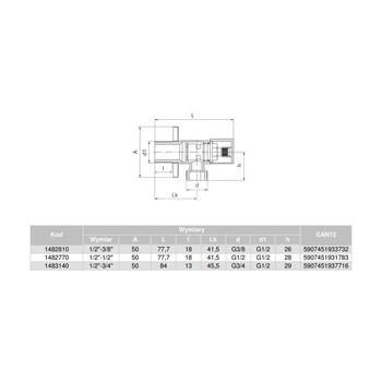 Zawór wodny VALVEX Trangle GZ 1/2'' x GZ 3/4''