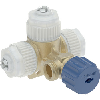 Przyłącze wody Geberit do rurociągów typu PEX, ze zbudowanym zaworem kątowym