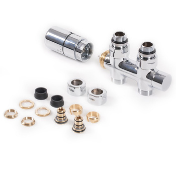 Zestaw term. prosty 50 oś CYLINDER, Prawy, GZ 1/2"-fi16x2, fi15, Chrom [gł. term. SLIM, 2xadapt. alupex, 2xadapt. miedź]