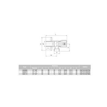 Zawór wodny VALVEX Star GZ 1/2'' x GZ 3/8''