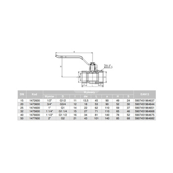 Zawór kulowy VALVEX Oro mosiądz niklowany, PN16 3/4'' GW, uchwyt: dźwignia
