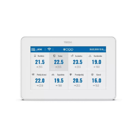 Przewodowy panel kontrolny M-12 do listwy L-12 (montaż podtynkowy, kolorowy wyświetlacz) biały