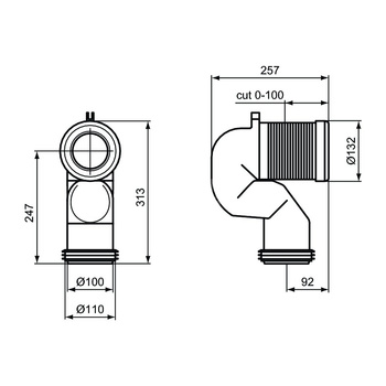Kolano 90 st. dł. 165-250 mm