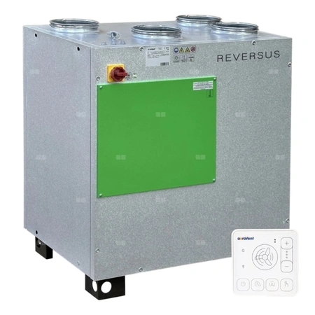 Rekuperator Reversus 650+ z panelem Wi-Fi, z wymiennikiem przeciwprądowym (wydatek 650 m³/h), z by-passem, z nagrzewnicą wstępną, z podstawą do montażu na podłodze