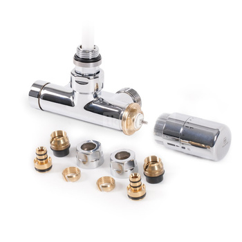 Zestaw term. kątowy z rurką zanurzeniową 50 oś CYLINDER, Lewy, GZ 1/2"-fi16x2, fi15, Chrom [gł. term. SLIM, 2xadapt. alupex, 2xadapt. miedź]