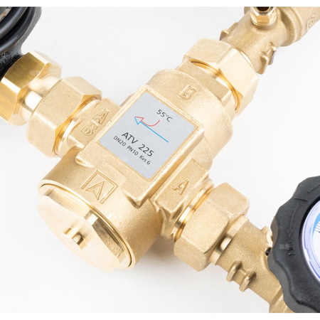 Grupa ochrony powrotu kotła BTA 110 AP z zaworem temperaturowym ATV, 3x GW G1'', 55 st. C, Kvs 6, AFRISO APH 15-7/130