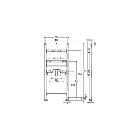 Stelaż podtynkowy do umywalki VIEGA 854032, 1300 x 500 x 85 mm, bateria: ścienna natynkowa, regulacja wysokośći, regulacja szerokości