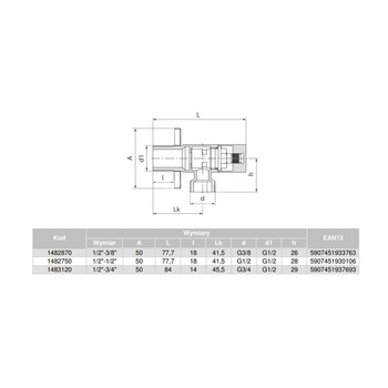 Zawór wodny VALVEX Strit GZ 1/2'' x GZ 3/4''
