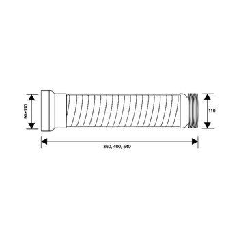 Przyłącze kanalizacyjne elastyczne L-400mm,wejście 90-110mm,wyjście 110mm