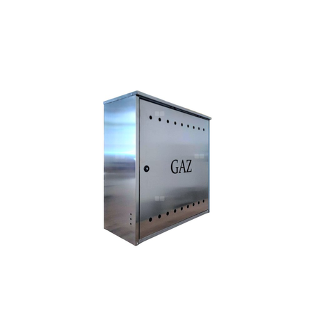 Skrzynka gazowa 600x600x250, wolnostojąca, ze skośnym daszkiem, stal nierdzewna
