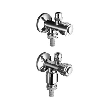 Dwuwrzecionowy zawór kątowy, 3/8", chrom