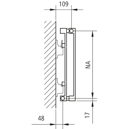 Grzejnik płytowy typ 20 KERMI HVN wym. 1400 x 280 mm, kolor biały, moc 605 W