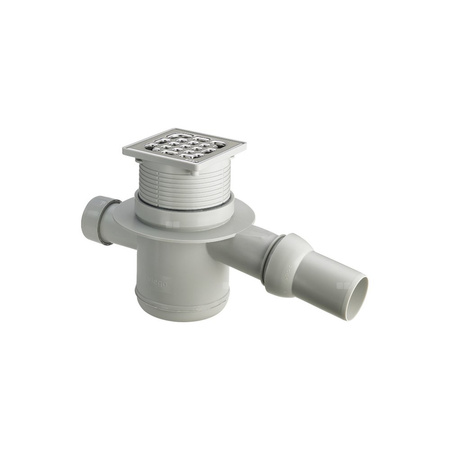 Wpust VIEGA 49214 z 1 przyłączem DN 50, odpływ pionowy, kratka 100x100mm stal