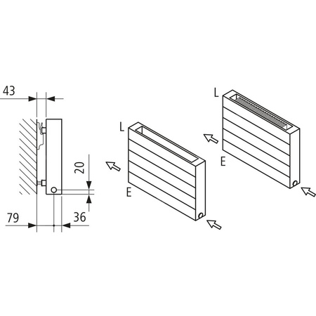 Ściana grzewcza Kermi Heizwand HHN Typ20 BH770x72x1100mm QN1332, weiß, 6bar, o. Abd, AB 12