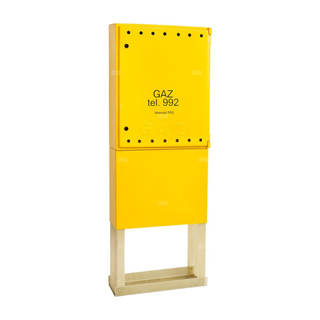 Postument z laminatu do punktu red-pom na 2 gazomierze z laminatu o podstawie 670x250mm, H=1000mm - żółty