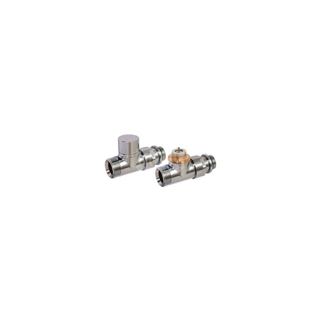 Zestaw Design prosty (zawór termostatyczny z nastawą i powrotny 1/2"-3/4"E) kolor satyna