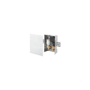 Unibox T-RTL R-Tronic, regulator temperatury pomieszczenia i ogranicznik temperatury powrotu, z bezprzewodowym odbiornikiem, z maskownicą szklaną, białą