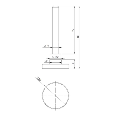 Termometr bimetaliczny AFRISO BiTh fi 50 mm 0…120'C tuleja 100 mm połączenie ax