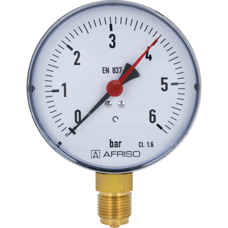 Manometr z rurką Bourdona AFRISO RF standardowy 0/6 bar G1/2B radialne fi 100 mm, kl. 1.6%