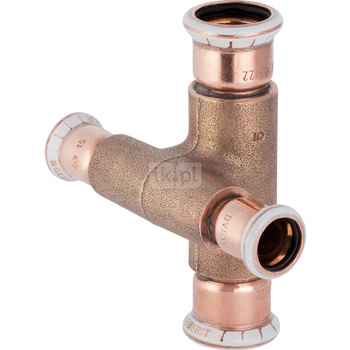 Czwórnik GEBERIT Mapress Kupfer 90' miedź, 22 mm x 15 mm x 22 mm x 15 mm DN 20 x DN 12 x DN 20 x DN 12, mz x mz x mz x mz