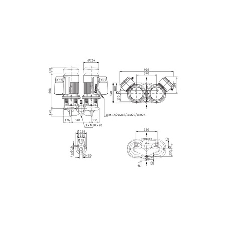 Pompa obiegowa WILO CronoTwin-DL-E 50/160-5,5/2-R1-S1 typu in-line z silnikiem znormalizowanym 50/60 Hz, moc silnika 5.5kW 10.6 A 2900 obr/min, wlot Kołnierz DN 50