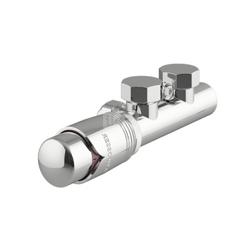 Zawory Duoplex Termostatyczny Schlosser Lewy biały głowica na powrocie