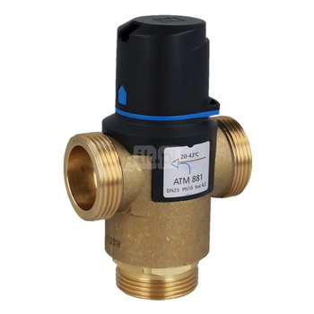 Zawór regulacyjny termostatyczny do wody ciepłej AFRISO ATM 881 mosiądz GZ 1 1/4'', DN 25, zakres temp. 20...43'C, Kvs 4.2m3/h, max. 90'C, max. 10bar