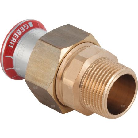 Śrubunek hydrauliczny GEBERIT Mapress C-Stahl przejściowy stal GZ 1/2'' 18 mm z pierścieniem zacinającym