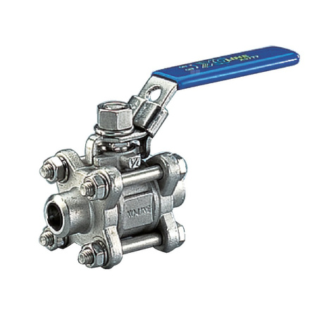 Typ X3777B - zawór odcinający kulowy z napędem ręcznym, przyłącza do wspawania czołowego, korpus trzyczęściowy, Pnom 2,5 MPa, tmax=200 st.C. 1''