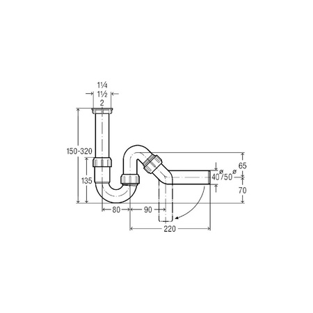 Syfon rurowy przeznaczenie: zlewozmywak, tworzywo sztuczne, nr wzoru 7985.20 G: 1¼ DN: 40